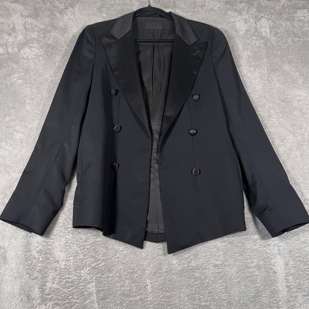 RtA Blazer Womens Small Black Silk Wool Blend Double Breasted Jacket‎ Career